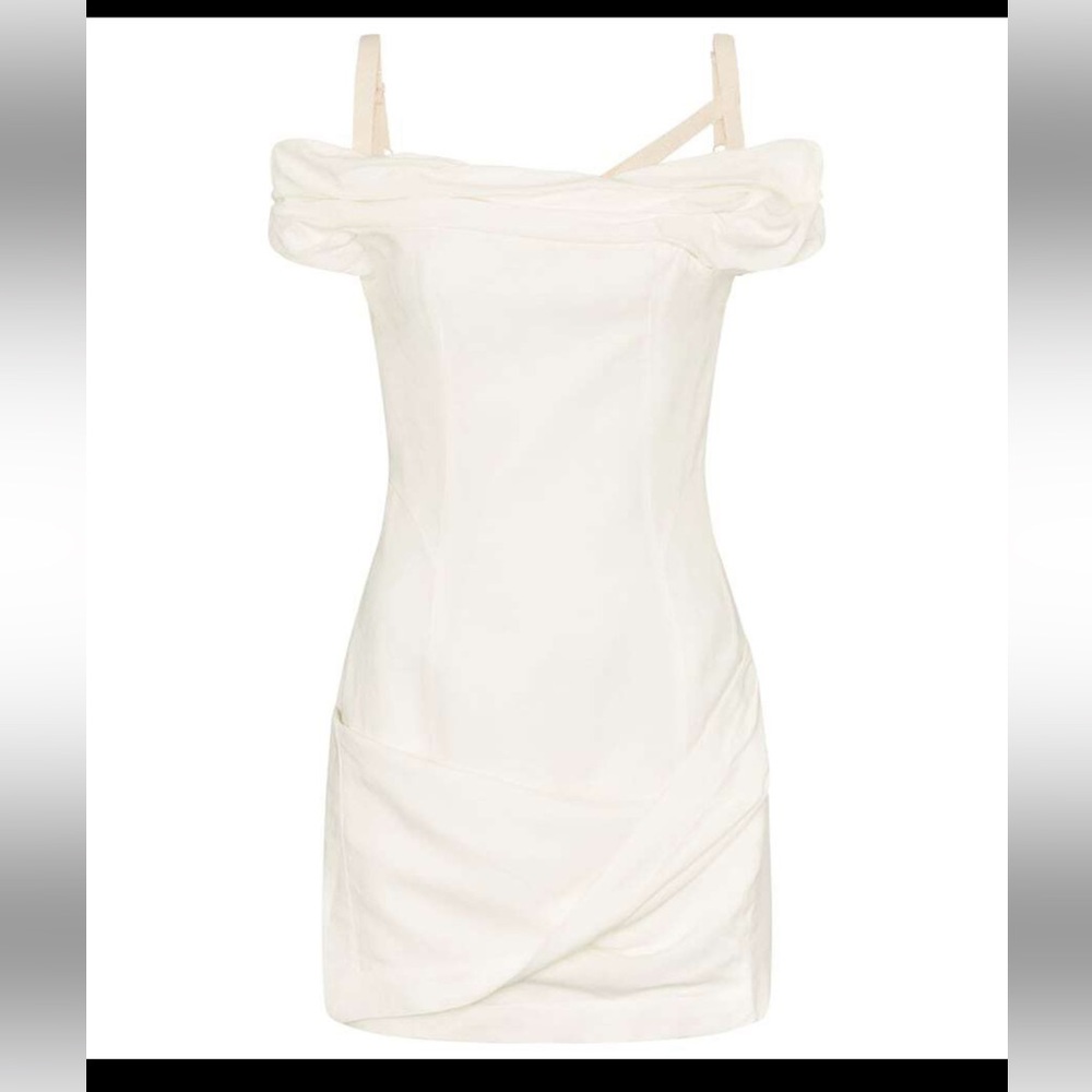 Jacquemes La Robe Foglio Linen Blend Dress White